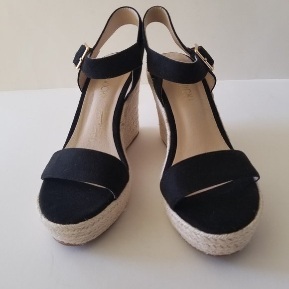 Vicki Vicki Black Platform Espadrille Wedge Sandals  size 7.5  NWOT - Picture 3 of 12